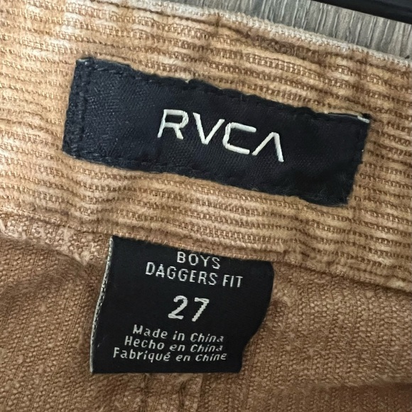 Rvca Corduroy Pants Cords Dagger Boyfriend Fit Mustard Trouser Skate Fall Crop - Picture 11 of 13